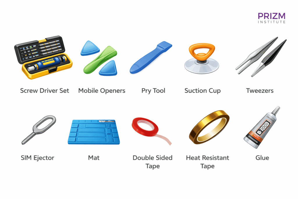 basic mobile phone repairing tools that are essential for the most basic repairs of handsets
