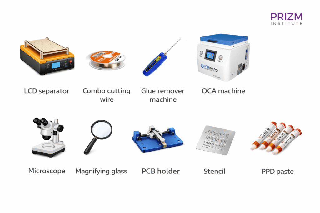 cell phone repair tools and equipment for intermediate level repair jobs