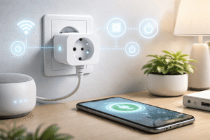 Smart plug with mobile app control for energy-efficient home automation